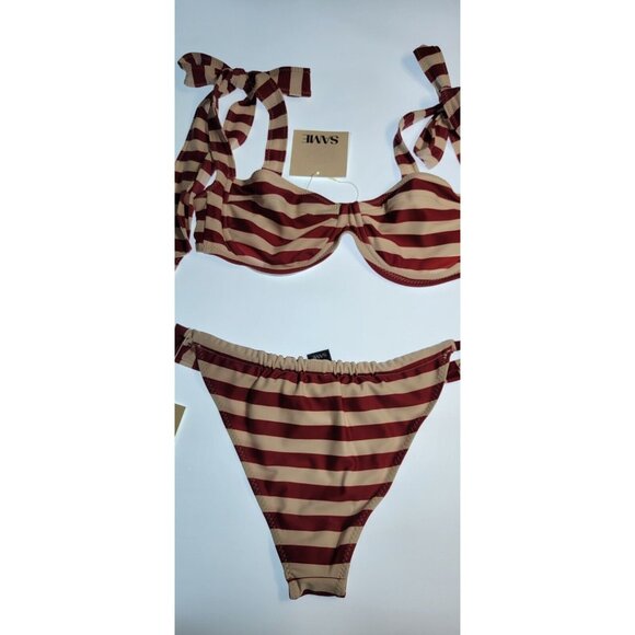 SAME LOS ANGELES 2 PC BIKINY WOMENS The Lady Bra And Rucched Bottom Stripped LAR - Picture 9 of 14